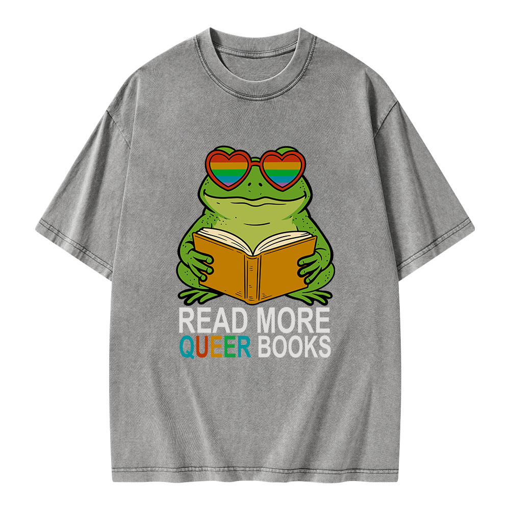 Pagewings Read More Queer Books Unisex Washed T-shirt