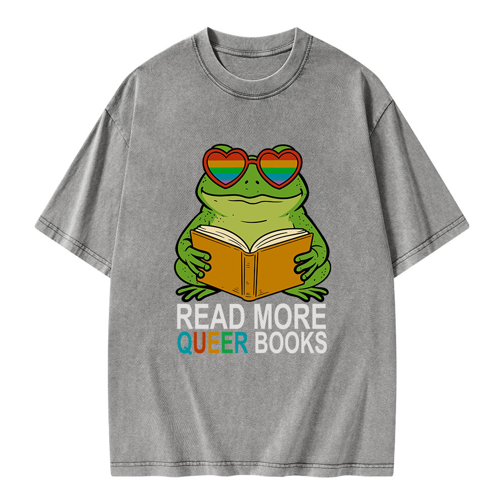 Pagewings Read More Queer Books Unisex Washed T-shirt