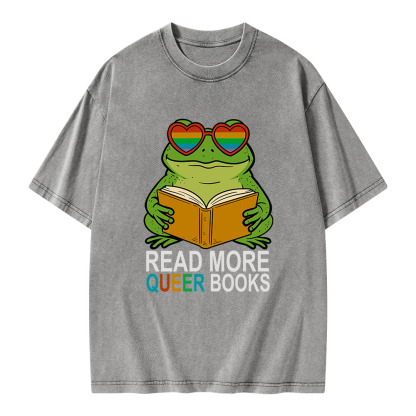 Pagewings Read More Queer Books Unisex Washed T-shirt