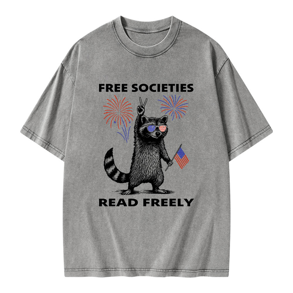 Pagewings Free Societies Read Freely Unisex Washed T-shirt