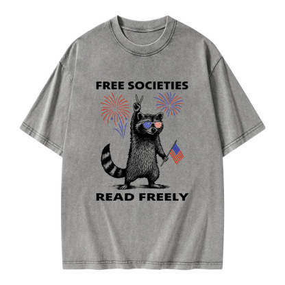Pagewings Free Societies Read Freely Unisex Washed T-shirt