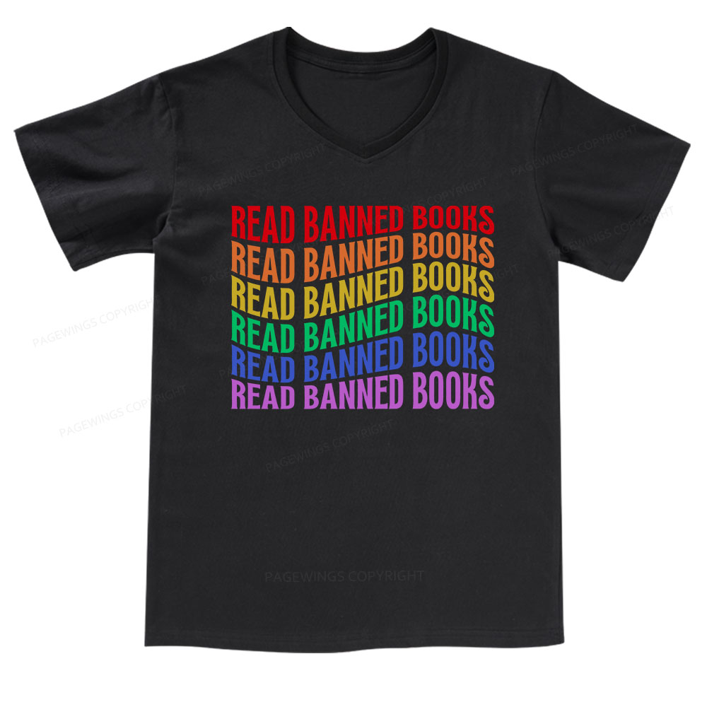 Pagewings Read Banned Books V-neck T-shirt