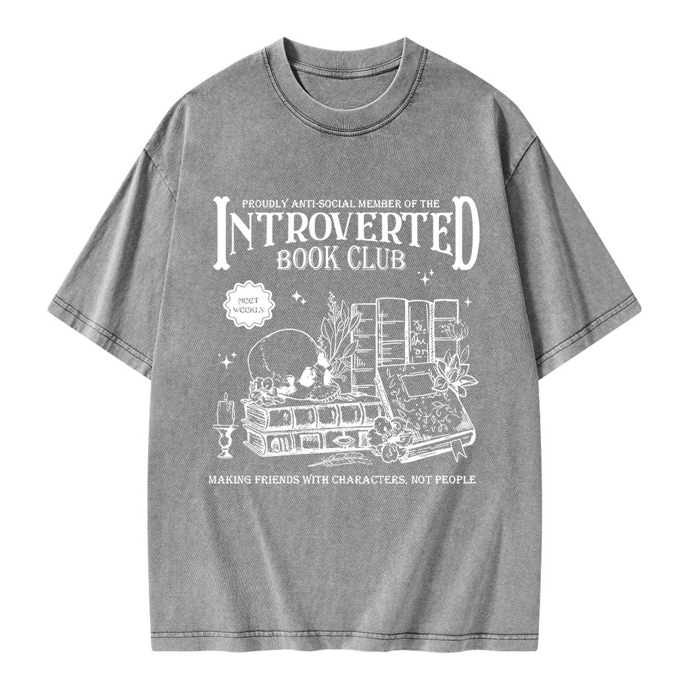 Pagewings Introverted Book Club Unisex Washed T-shirt