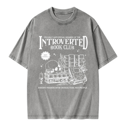 Pagewings Introverted Book Club Unisex Washed T-shirt