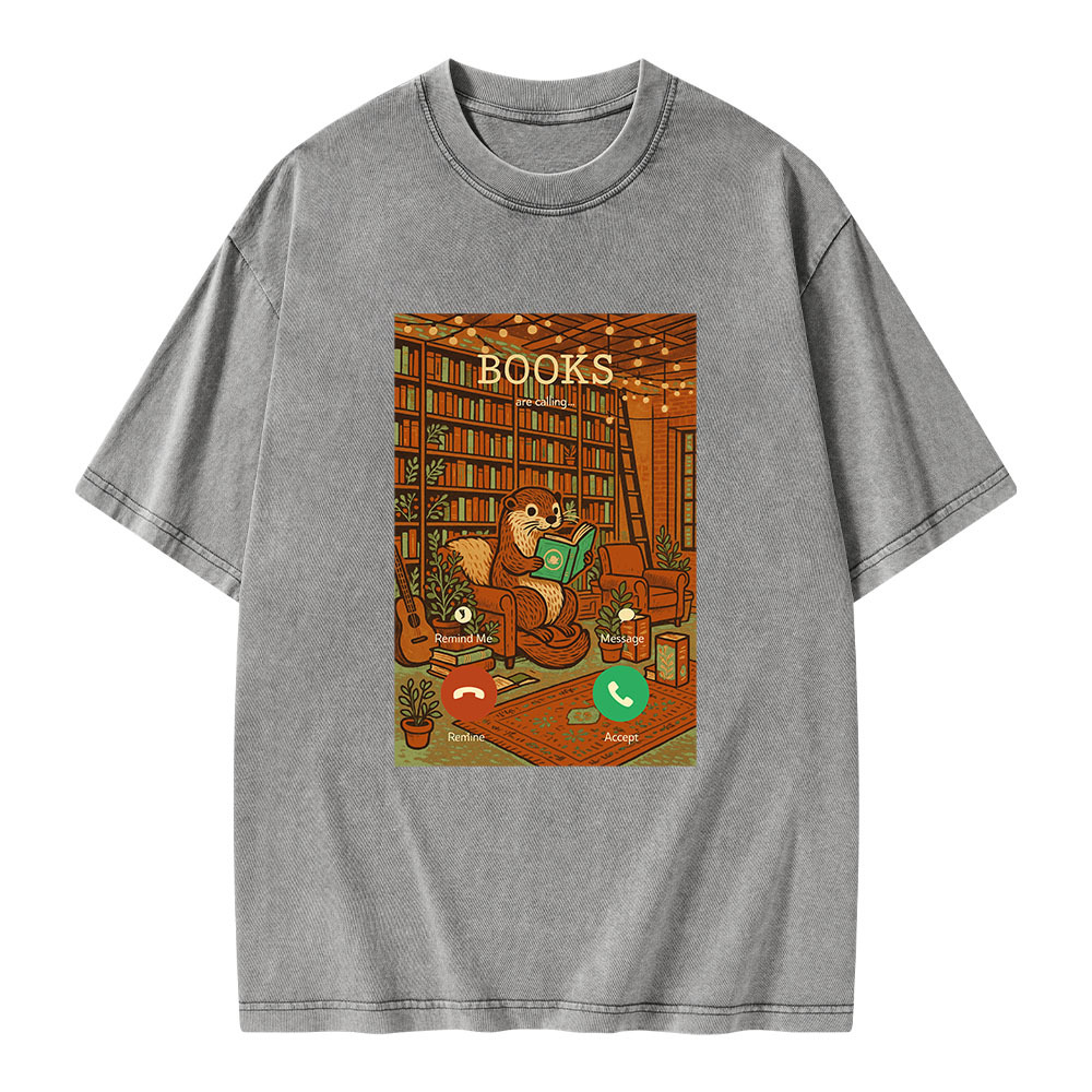 Pagewings Books Are Calling... Unisex Washed T-shirt