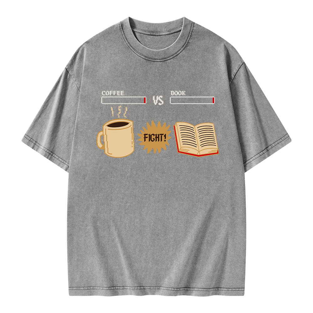 Pagewings Coffee Vs Book Unisex Washed T-shirt