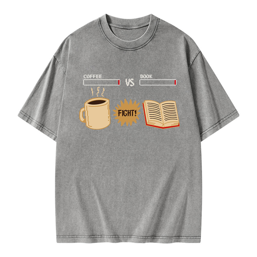 Pagewings Coffee Vs Book Unisex Washed T-shirt