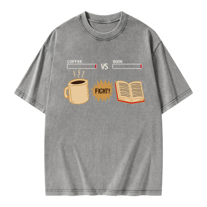 Pagewings Coffee Vs Book Unisex Washed T-shirt