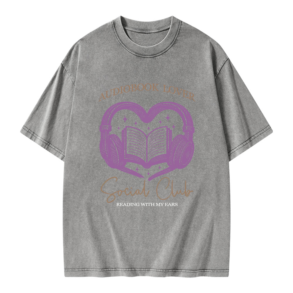 Pagewings Audiobook lover Social Club Unisex Washed T-shirt