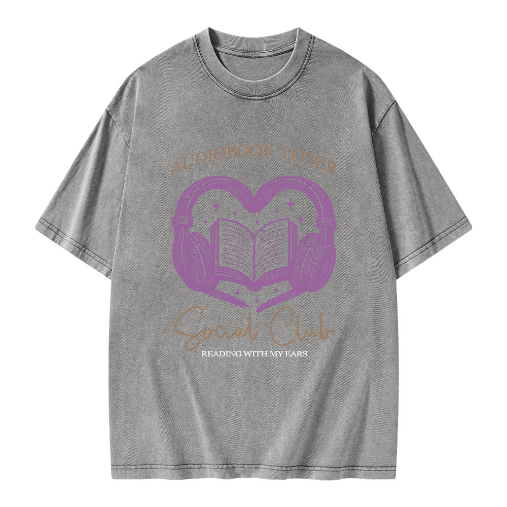Pagewings Audiobook lover Social Club Unisex Washed T-shirt