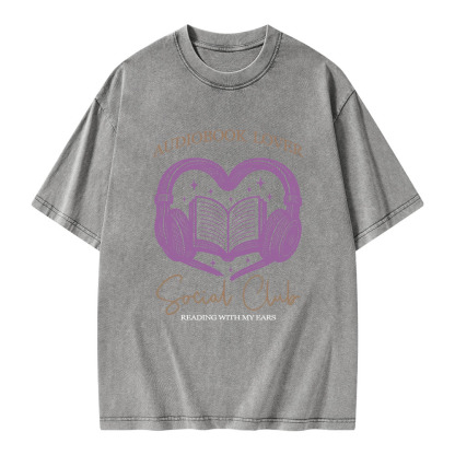 Pagewings Audiobook lover Social Club Unisex Washed T-shirt