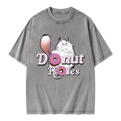 Pagewings Donut Cat Bookish Unisex Washed T-shirt