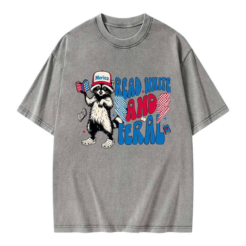 Pagewings 4th of July Raccoon Unisex Washed T-shirt