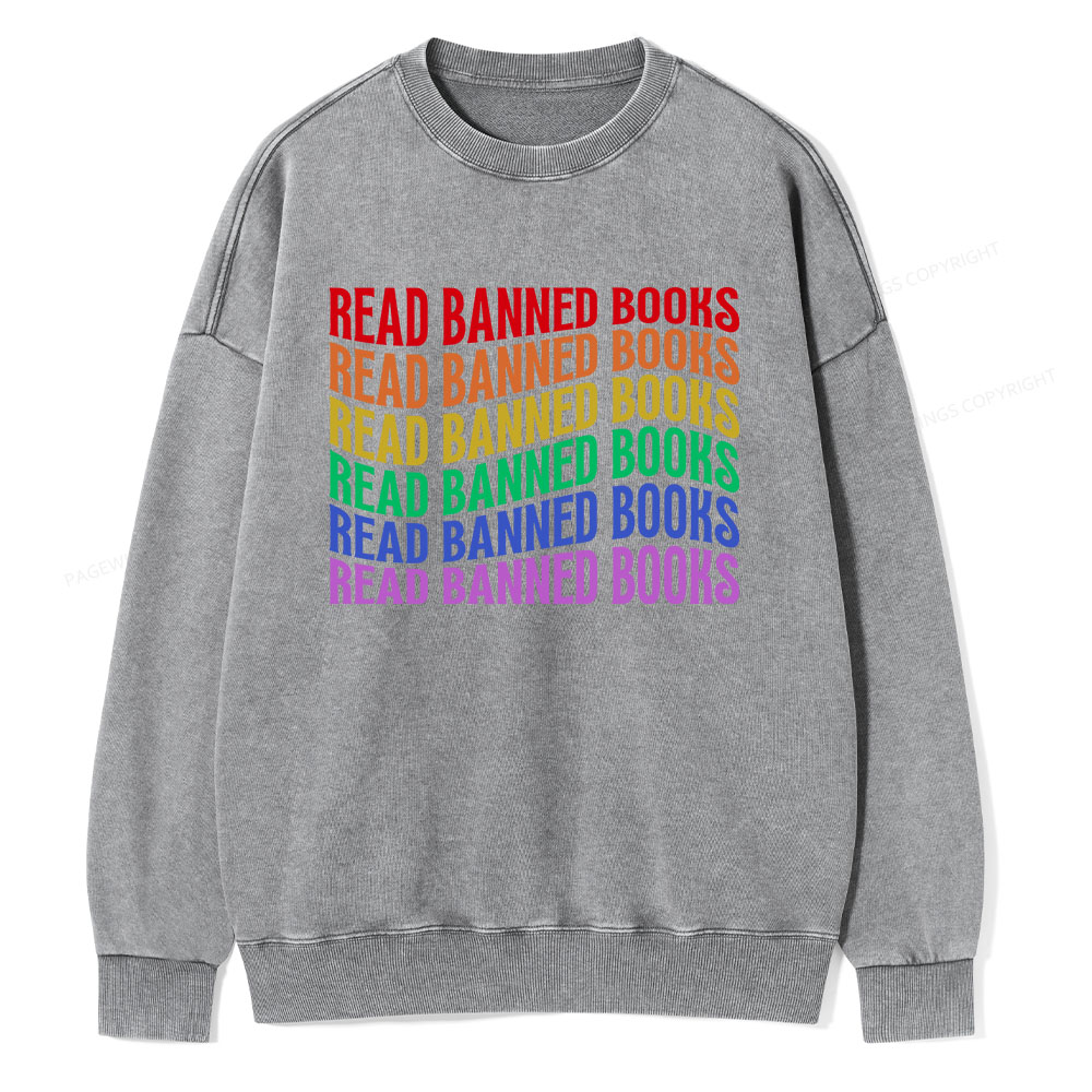 Pagewings Read Banned Books Unisex Washed Sweatshirt