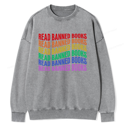 Pagewings Read Banned Books Unisex Washed Sweatshirt