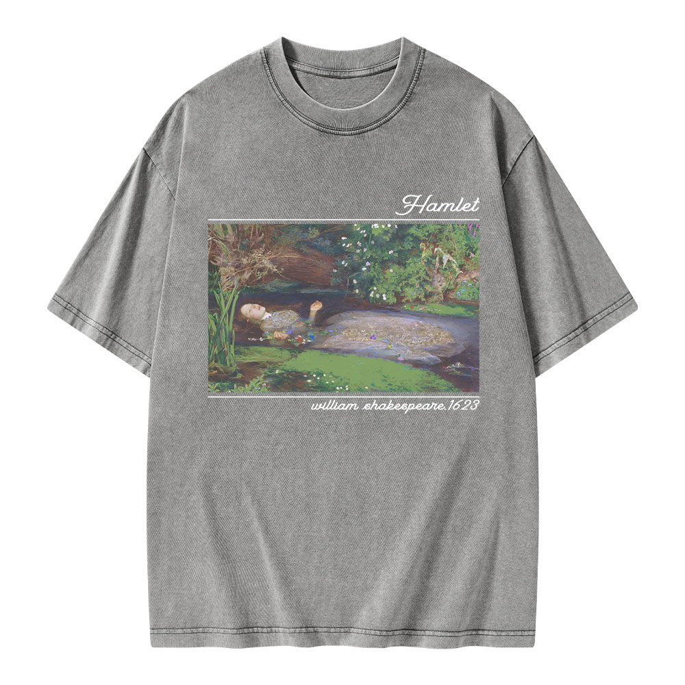 Pagewings Hamlet Ophelia Shakespeare Unisex Washed T-shirt