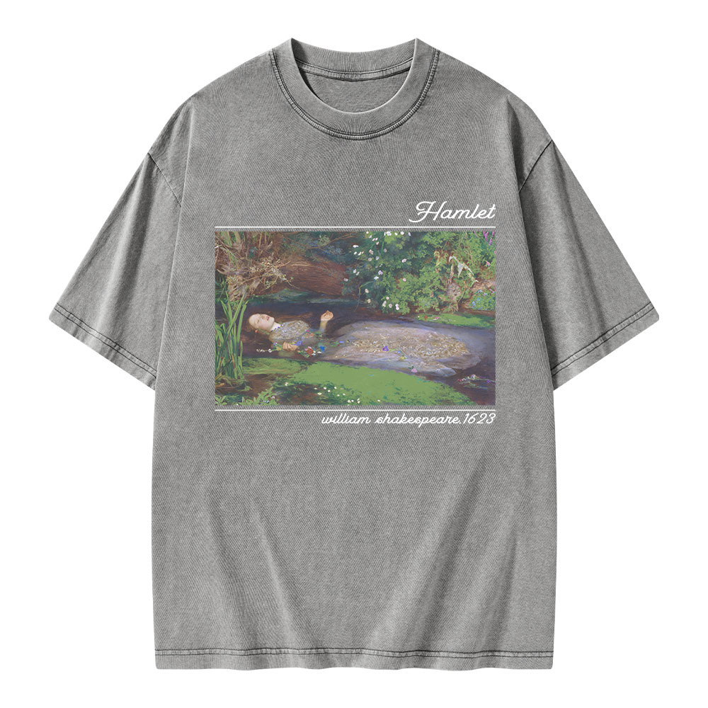 Pagewings Hamlet Ophelia Shakespeare Unisex Washed T-shirt