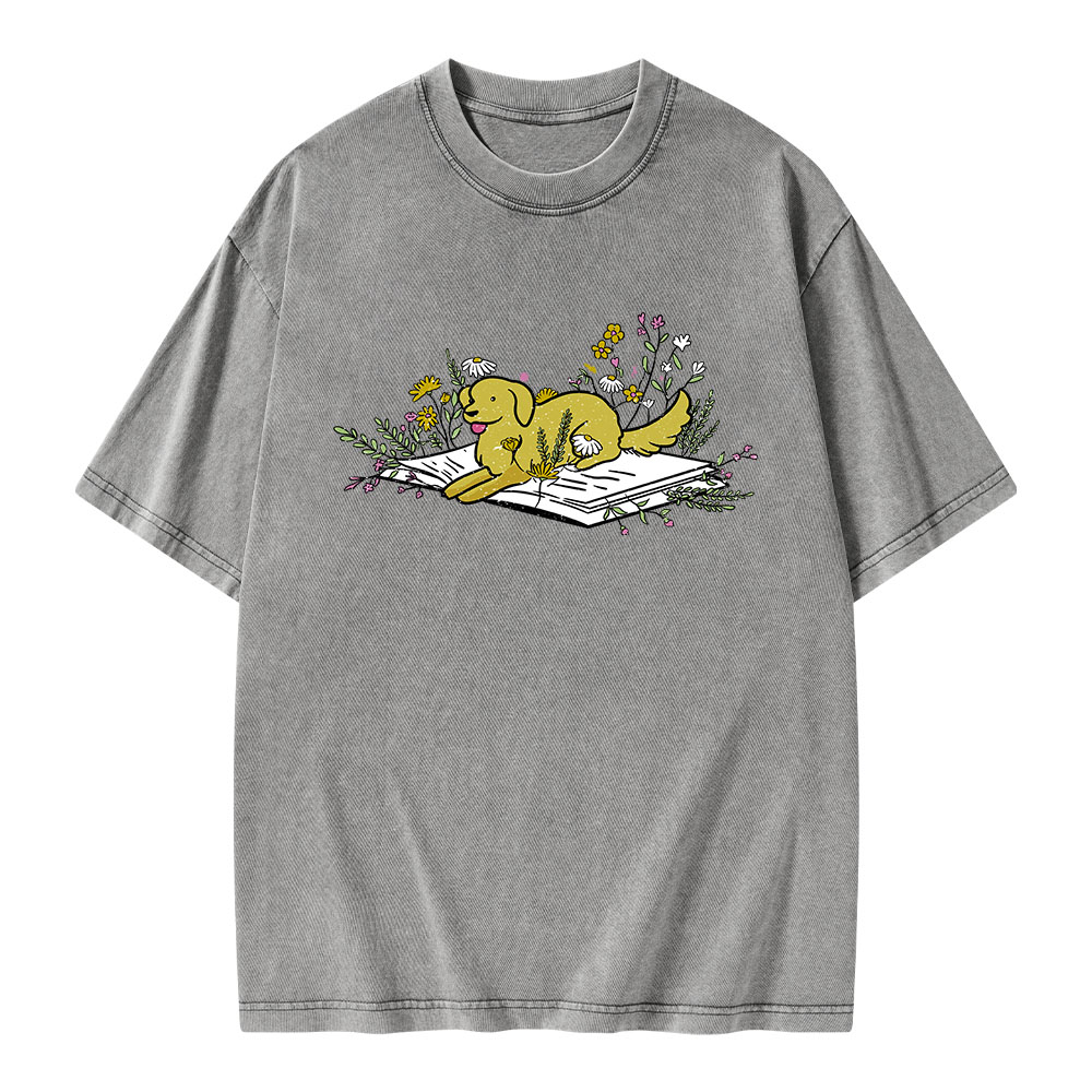 Pagewings Dog Read Books Be Kind Stay Weird Unisex Washed T-shirt