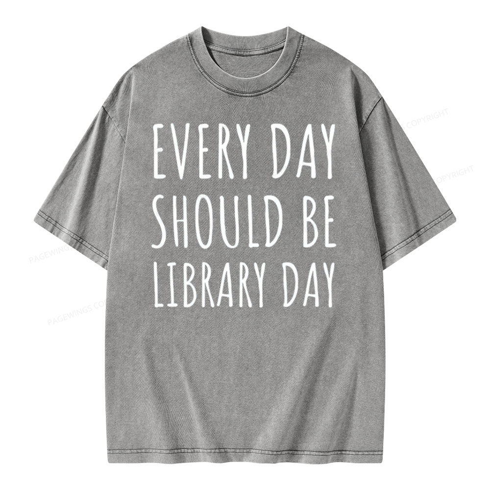 Pagewings Library Day Media Specialist Shirt Library Shirt Unisex Washed T-shirt