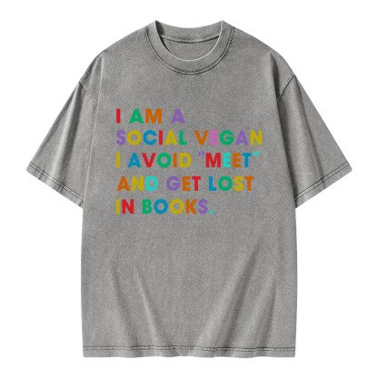 Pagewings I Avoid Meet And Get Lost In Books Unisex Washed T-shirt