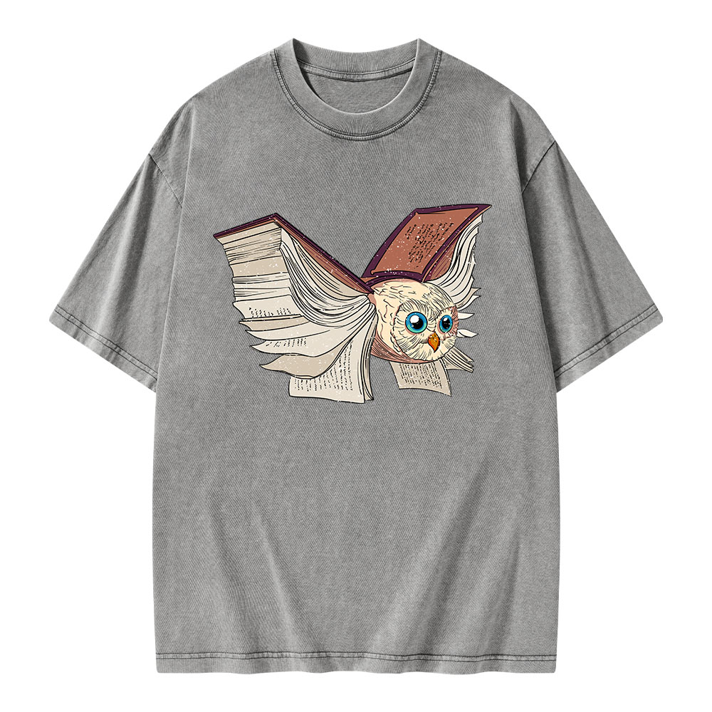 Pagewings Just An Owl Who Loves Reading Unisex Washed T-shirt