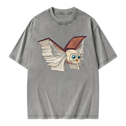 Pagewings Just An Owl Who Loves Reading Unisex Washed T-shirt
