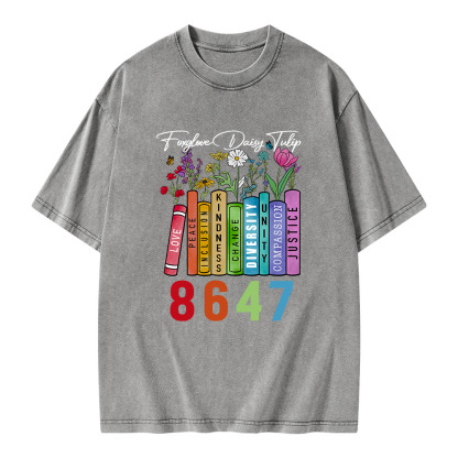 Pagewings Foxglove Daisy Tulip 8647 Unisex Washed T-shirt