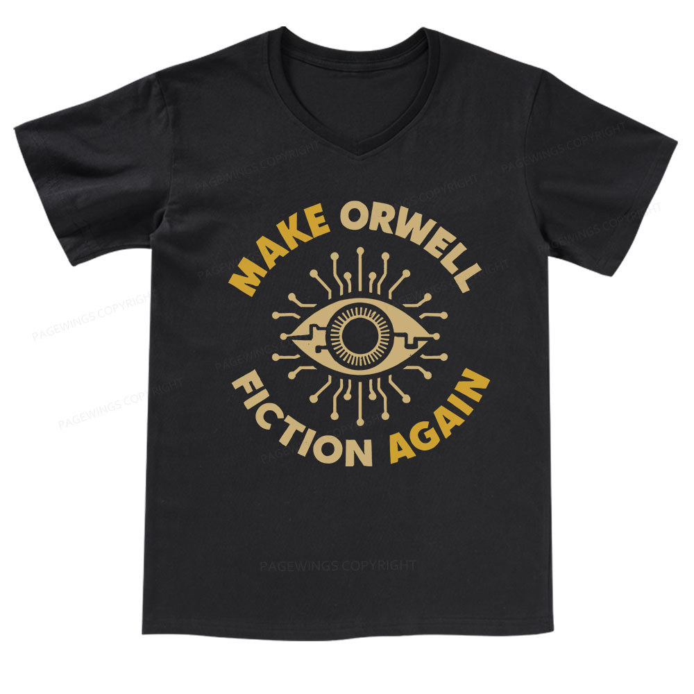 Pagewings Make Orwell Fiction Again V-neck T-shirt