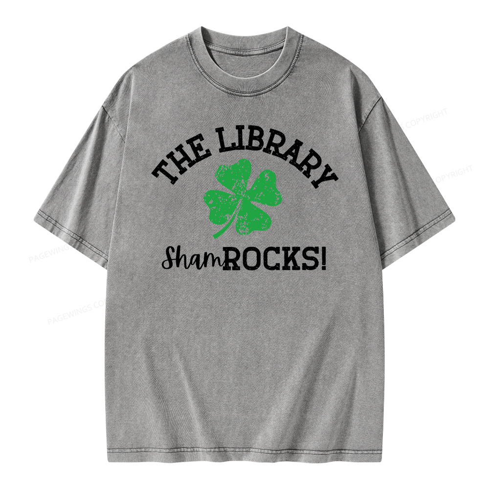 Pagewing Librarian Gift, Shamrock Shirt Unisex Washed T-shirt