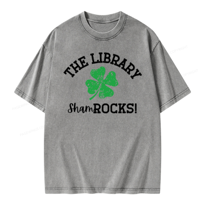 Pagewing Librarian Gift, Shamrock Shirt Unisex Washed T-shirt