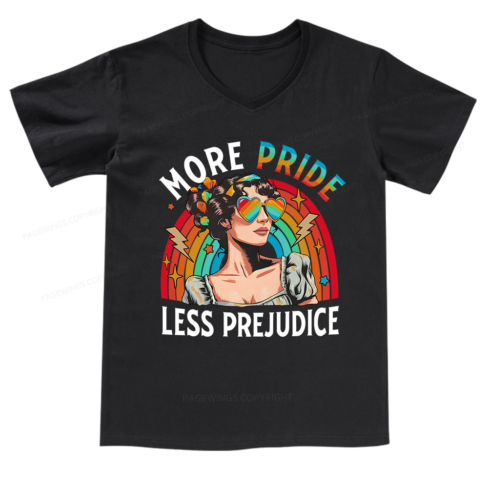 Pagewings More Pride Less Prejudice V-neck T-shirt