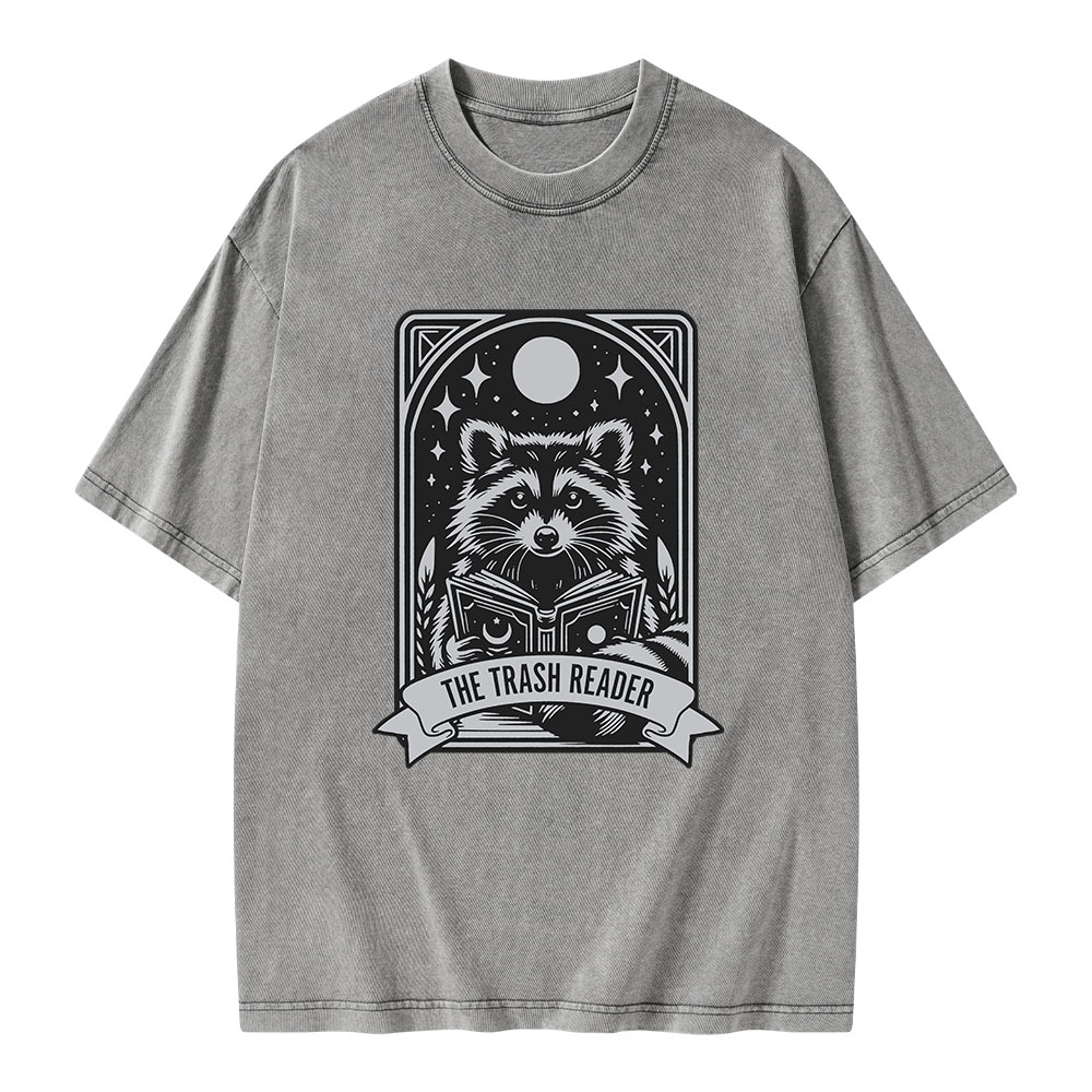 Pagewings The Trash Reader Raccoon Unisex Washed T-shirt