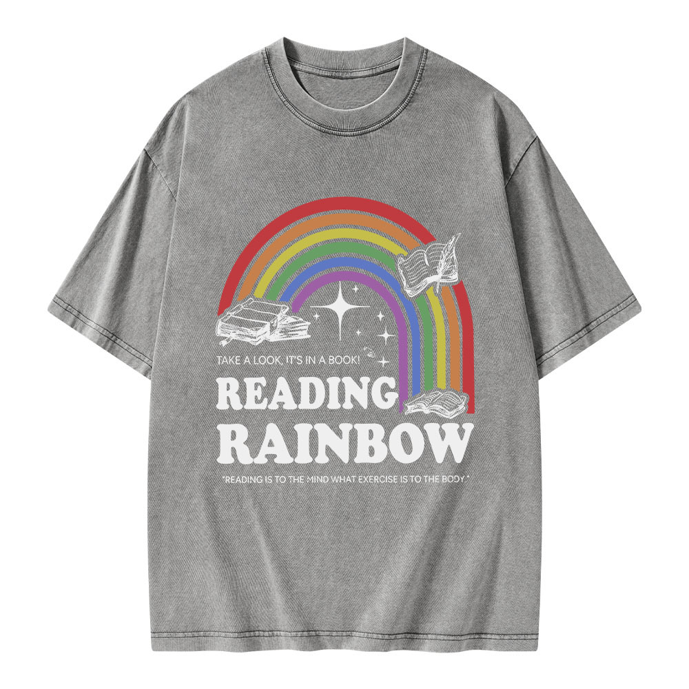 Pagewings Reading Rainbow Librarian Unisex Washed T-shirt