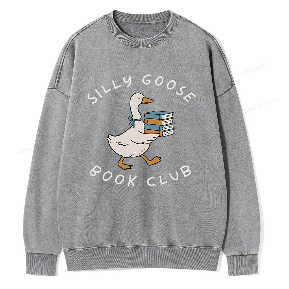 Pagewings Silly Goose Book Club Unisex Washed Sweatshirt