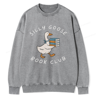 Pagewings Silly Goose Book Club Unisex Washed Sweatshirt