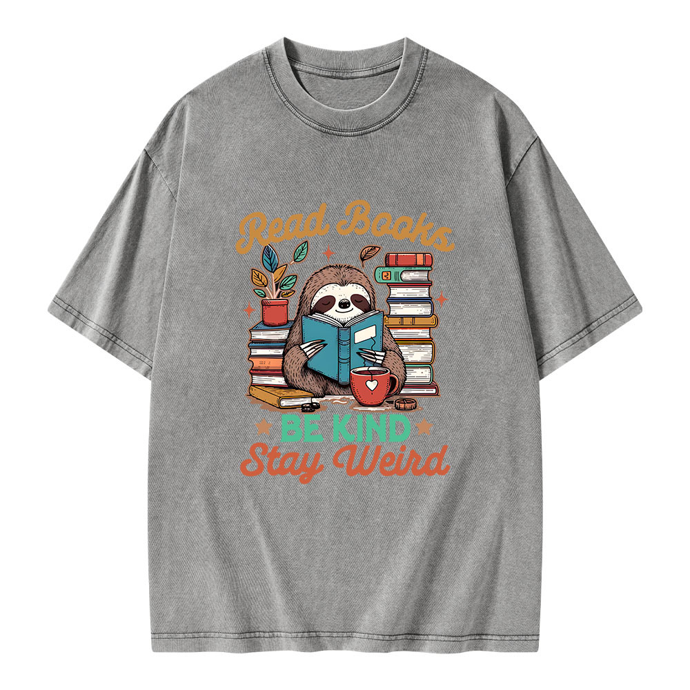 Pagewings Bookish Read Books Be Kind Stays Weird Unisex Washed T-shirt