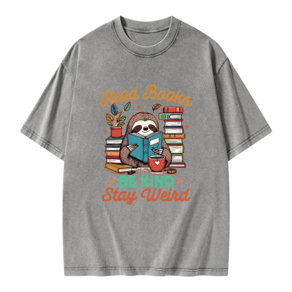 Pagewings Bookish Read Books Be Kind Stays Weird Unisex Washed T-shirt