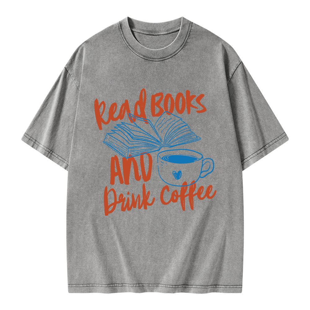 Pagewings Read Books And Drink Coffee Bookish Unisex Washed T-shirt