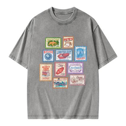 Pagewings Books Stamp Beach Read Unisex Washed T-shirt