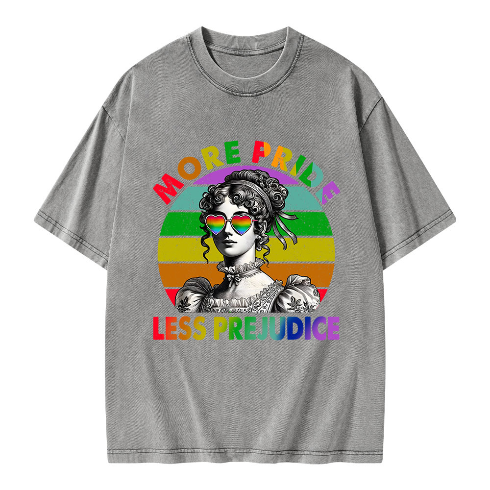 Pagewings More Pride Less Prejudice Pride Month Unisex Washed T-shirt