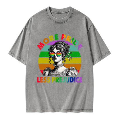 Pagewings More Pride Less Prejudice Pride Month Unisex Washed T-shirt