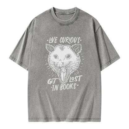 Pagewings Live Curious, Get Lost In Books Unisex Washed T-shirt