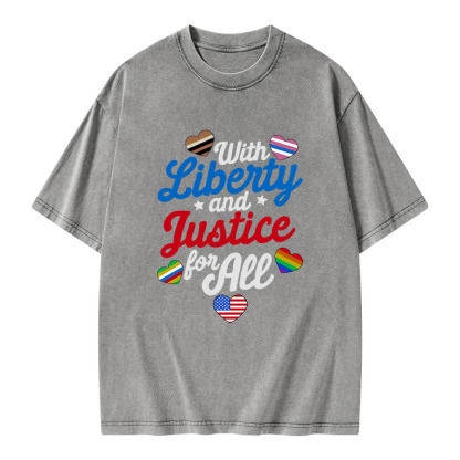 Pagewings With Liberty And Justice For All Unisex Washed T-shirt