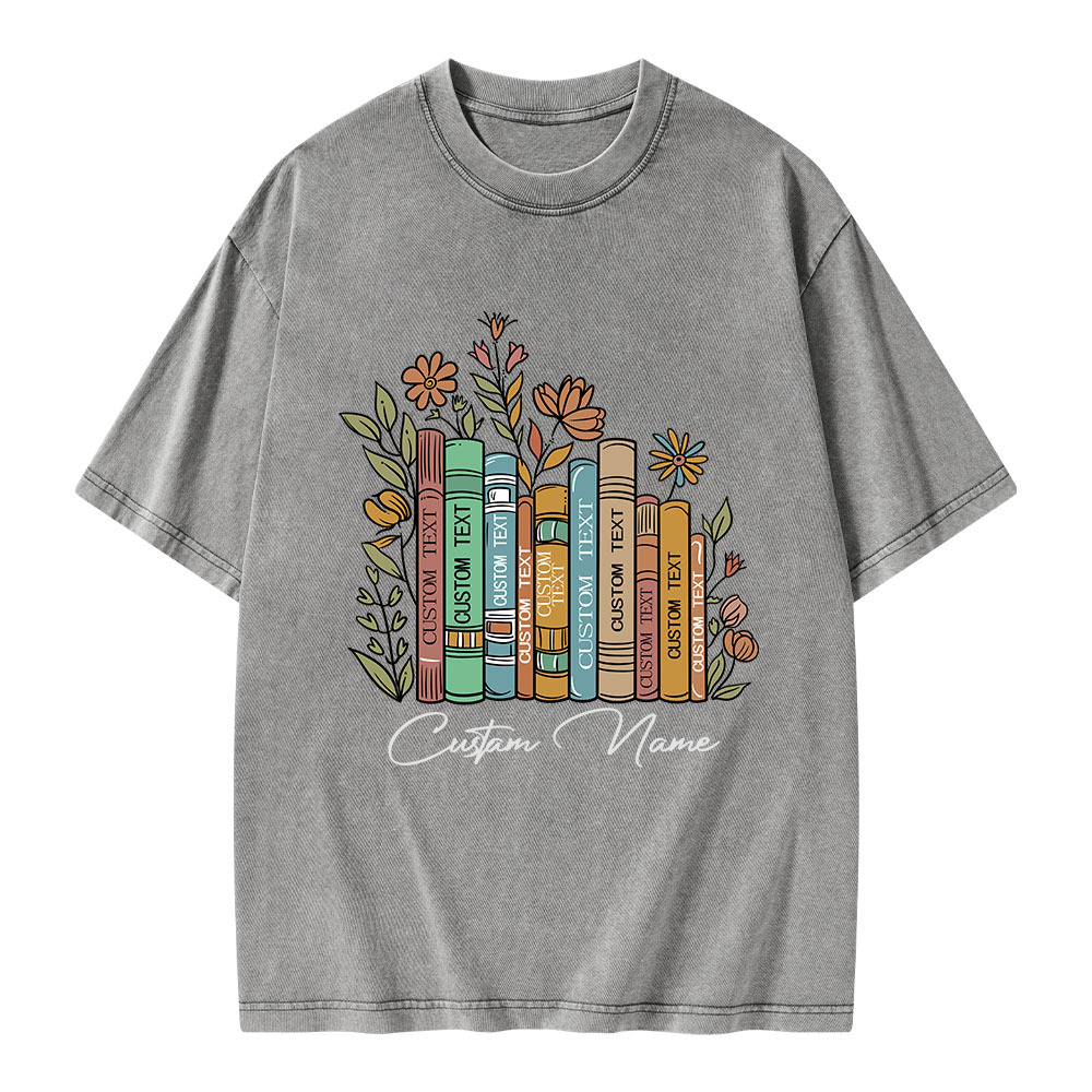 Pagewings Personalized Librarian Bookworm Unisex Washed T-shirt