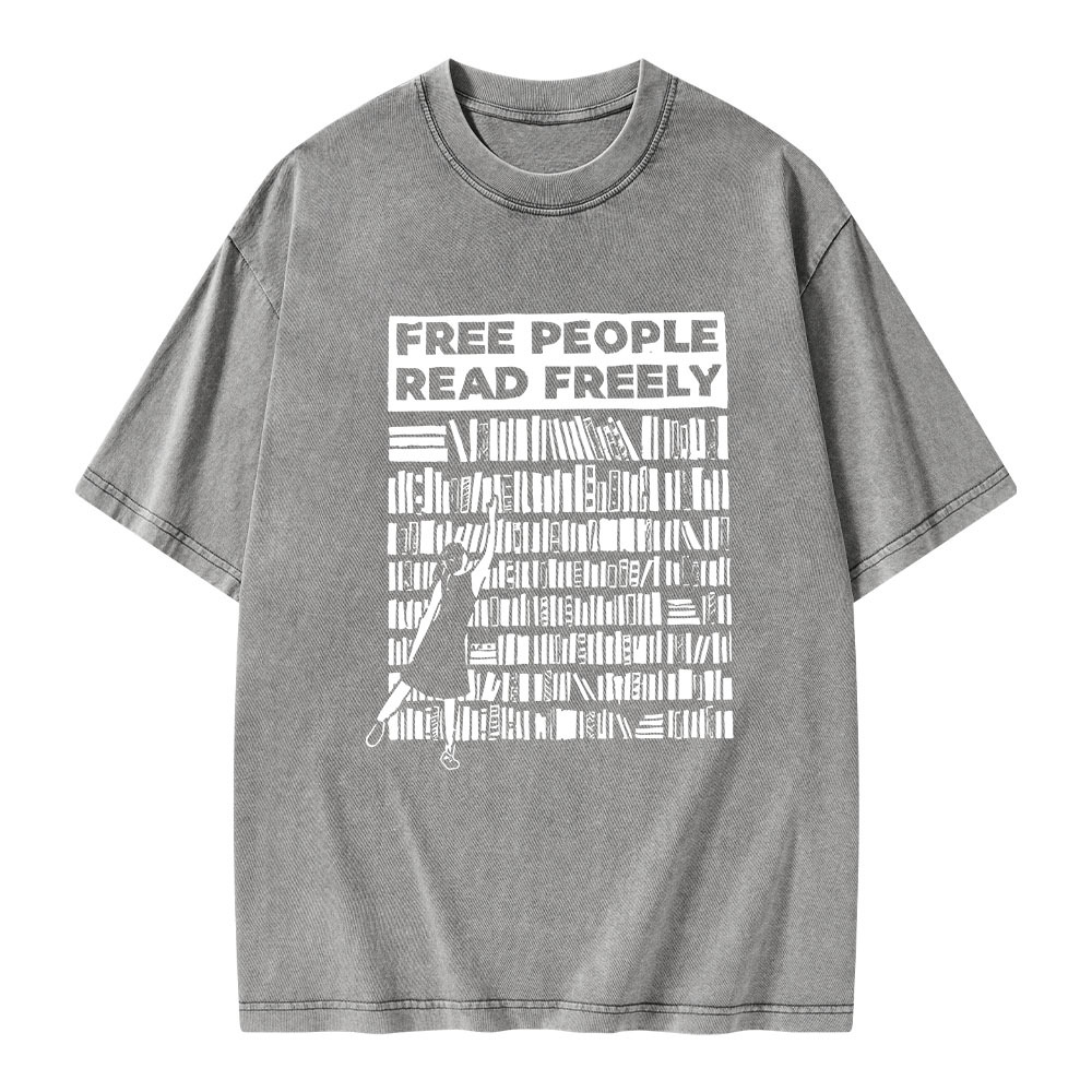 Pagewings Free People Read Freely Unisex Washed T-shirt