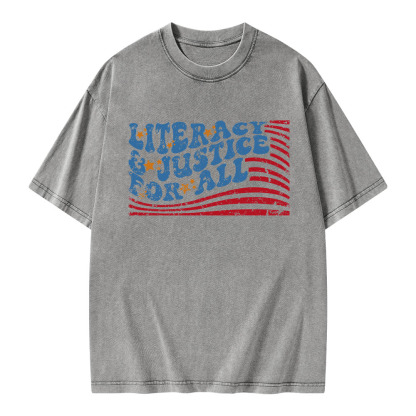 Pagewings Literacy And Justice For All Book Club Unisex Washed T-shirt