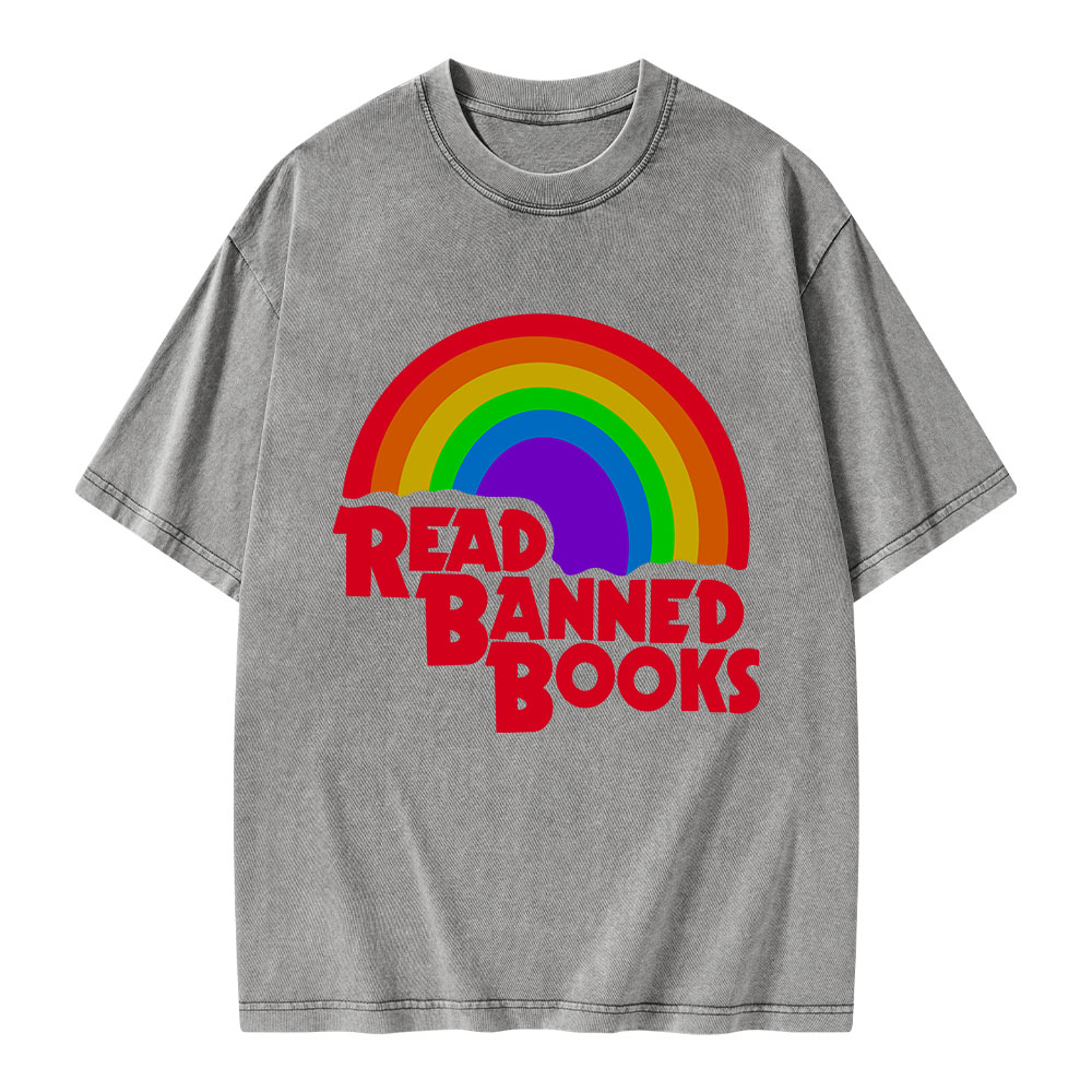 Pagewings Read Banned Books Reading Unisex Washed T-shirt