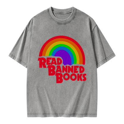 Pagewings Read Banned Books Reading Unisex Washed T-shirt