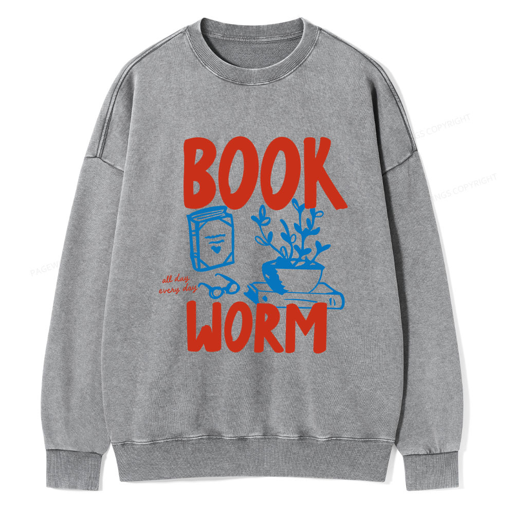 Pagewings Bookworm Unisex Washed Sweatshirt