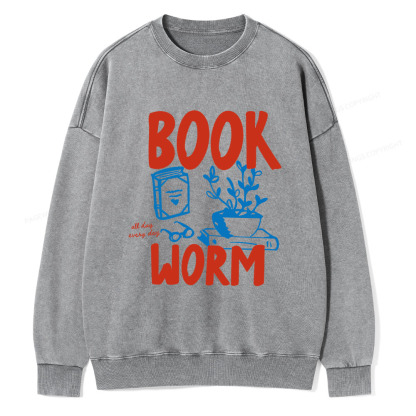 Pagewings Bookworm Unisex Washed Sweatshirt